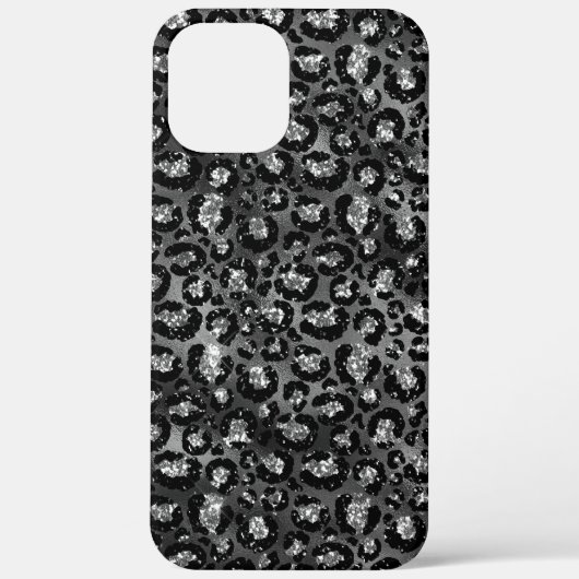 Luipaardprint Zwart en Zilver Grijs Case-Mate iPhone Case (Achterkant)