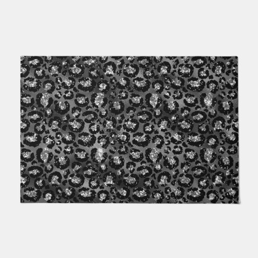 Luipaardprint Zwart en Zilver Grijs Deurmat (Voorkant)