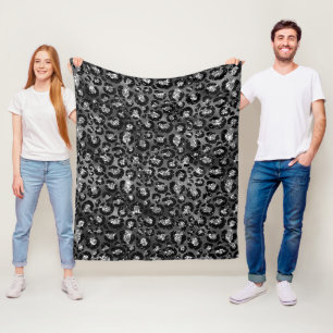 Luipaardprint Zwart en Zilver Grijs Fleece Deken