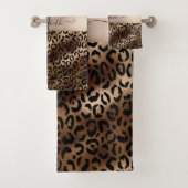 Luipaardprint Zwarte Brons Monogram Bad Handdoek (Insitu)