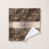 Luipaardprint Zwarte Brons Monogram Bad Handdoek (Wasdoekje)
