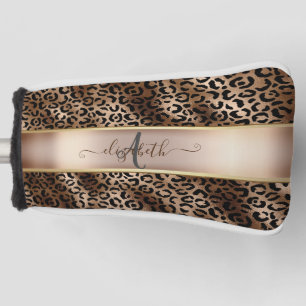 Luipaardprint Zwarte Brons Monogram Golfheadcover