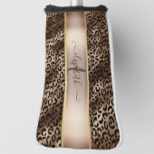 Luipaardprint Zwarte Brons Monogram Golfheadcover (Draai 90)