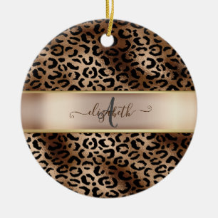 Luipaardprint Zwarte Brons Monogram Keramisch Ornament