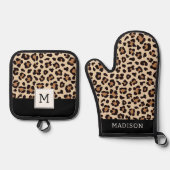 Luipaardvacht patroon ovenwant & pannenlap set (Voorkant)