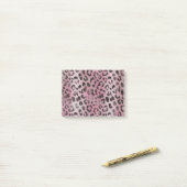 Luipaardvel in Roze Roos Post-it® Notes (Op bureau)