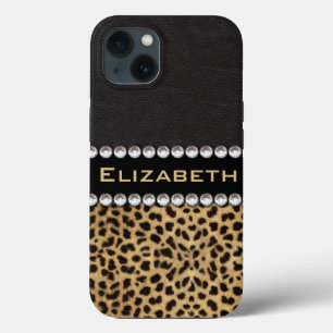 Luipaardvlek Rhinestone Diamanten Monogram iPhone 13 Hoesje