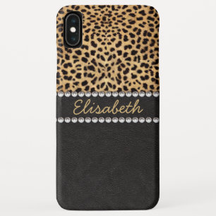 Luipaardvlek Rhinestone Diamanten Personaliseer iPhone XS Max Hoesje