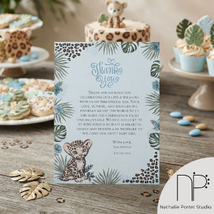 Luipaardwelp Blauw Bedankt Baby Shower Kaart