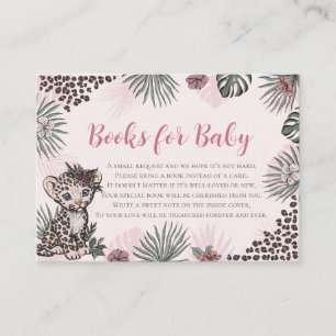 Luipaardwelp Roze Safari Baby Shower Boeken voor B Informatiekaartje
