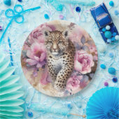 Luipaardwelp & Rozen Papieren Bordje (Feest)