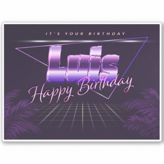 Luis Prénom lila retro Sticker (Devant)