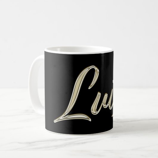 Luisa white gold Handwriting Tasse Kaffeetasse Koffiemok (Voorkant links)