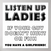Luister naar dames Funny Hunting Poster (Voorkant)