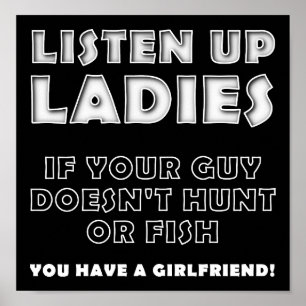 Luister naar dames Funny Hunting Poster blk
