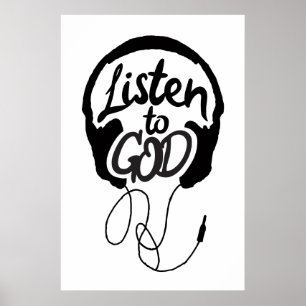 Luister naar God Art Christelijke kunst Motivatie Poster