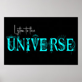 Luister naar het universum Sterren Lotus maan Sun  Poster