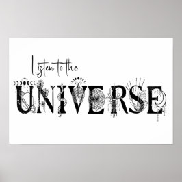 Luister naar het universum Sterren Lotus maan Sun  Poster