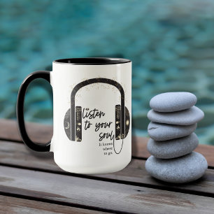 Luister naar je Soul Black & White Coffee Mok