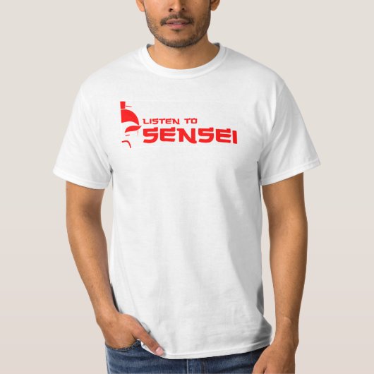 Luister naar Sensei (wit/rood) T-shirt (Voorkant)