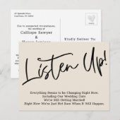 Luister! Uitgestelde huwelijksaankondiging, crème Briefkaart (Voorkant / Achterkant)