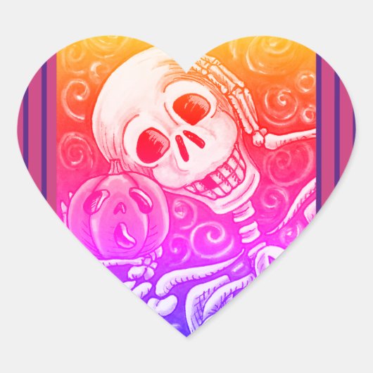 LUISTEREN NAAR UW PUMPKIN, HALLOEEN SKELETON STICK HART STICKER (Voorkant)
