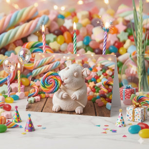 Luisterrijke Marshmallow Cavia Verjaardag Kaart