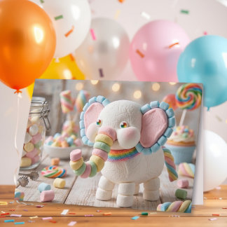 Luisterrijke Marshmallow Olifant Verjaardag Kaart