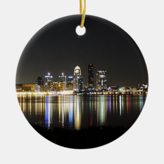 Luisville skyline 's nachts keramisch ornament (Voorkant)