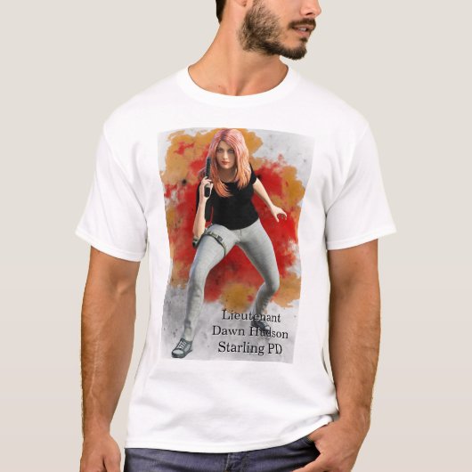 Luitenant Dawn Hudson vuur achtergrond T-shirt (Voorkant)