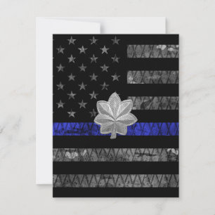 Luitenant-kolonel Thin Blue Line Distress Vlag Bedankkaart