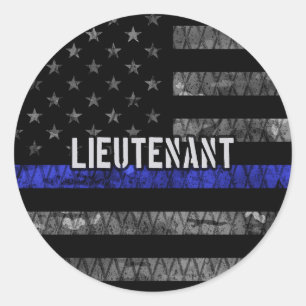 Luitenant Thin Blue Line Distress Vlag Ronde Sticker