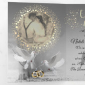 lujoso con decoración y brillo para boda  drieluik uitnodiging (Binnenzijde eerst)