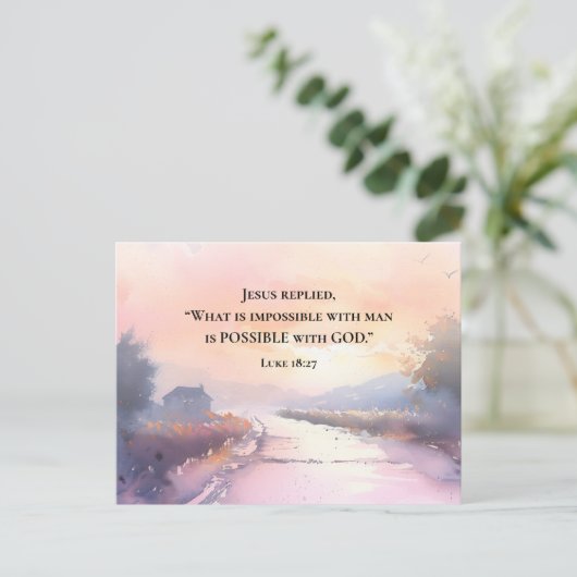 Lukas 18:27 Jezus antwoordde Mogelijk met God Bijb Briefkaart (Staand voorkant)