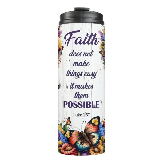 Lukas 1:37 Het geloof maakt het mogelijk Thermosbeker (Voorkant)