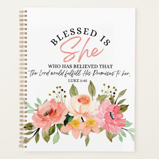 Lukas 1:45 Gezegend is zij, de bloemige Schrift Planner (Voorkant)