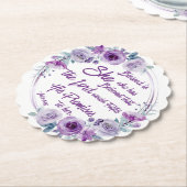 Lukas 1:45 Gezegend is zij met Paarse bloemen Kartonnen Onderzetters (Gekanteld)