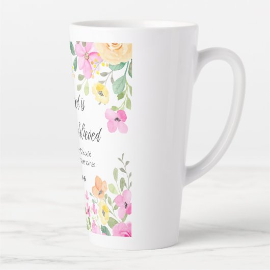 Lukas 1:45 Gezegend is zij, Vrouwengeschriften, Bl Latte Mok (Rechts)