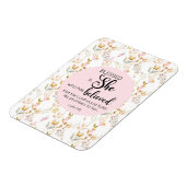 Lukas 1:45 Gezegend is zij Waterverf Roze Bloem Magneet (Linkerzijde)