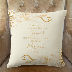 Lukas 2:11 Christelijke Schrift Goud Vrolijk Kerst Kussen