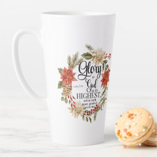 Lukas 2:14 Glorie voor God Kerstmis Gouden Bloem Latte Mok