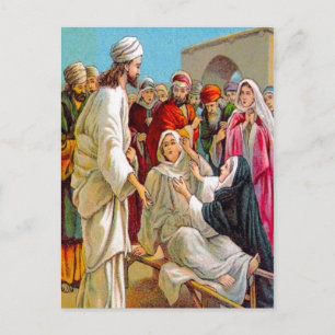 Lukas 7:11-17 Jezus brengt een dood Man tot leven Briefkaart