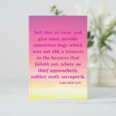 Luke 12:33 KJV Bijbelsscriptie Pic Greeting Kaart (Staand voorkant)