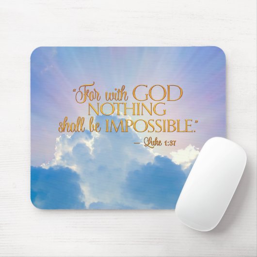 Luke 1:37 met God niets is onmogelijke Muismat (Met muis)