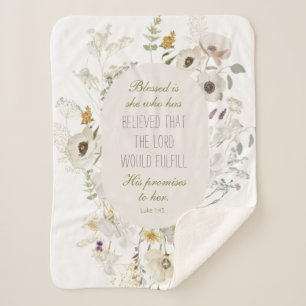 Luke 1:45 Gezegend is zij Wildflower Sherpa Deken