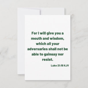 Luke 21:15 KJV Bijbel Verse Flat Wenskaart Kaart