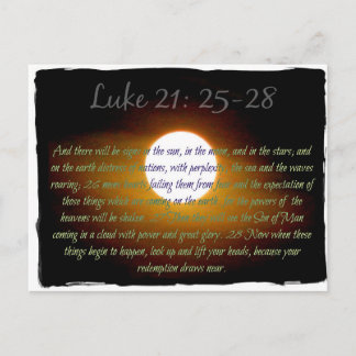 Luke 21:25-28 verzen met Moon Briefkaart
