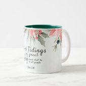 Luke 2:10 Goede getimede van grote vreugde, Kerstm Tweekleurige Koffiemok (Voorkant rechts)