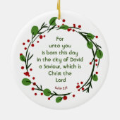 Luke 2:11 Christian Christmas Scripture Wreath Keramisch Ornament (Achterkant)