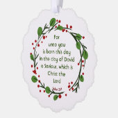 Luke 2:11 Christian Christmas Scripture Wreath Ornament Kaart (Links)